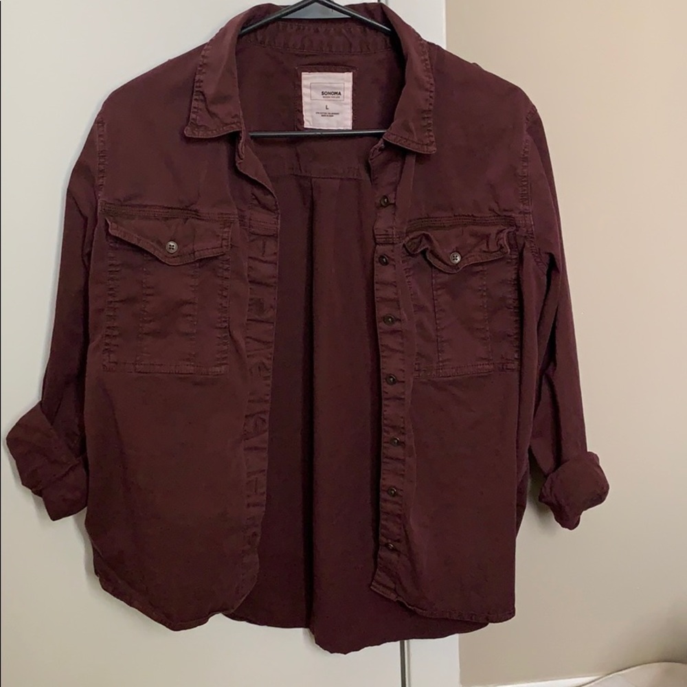 Women’s Dark Maroon Button up (Large)